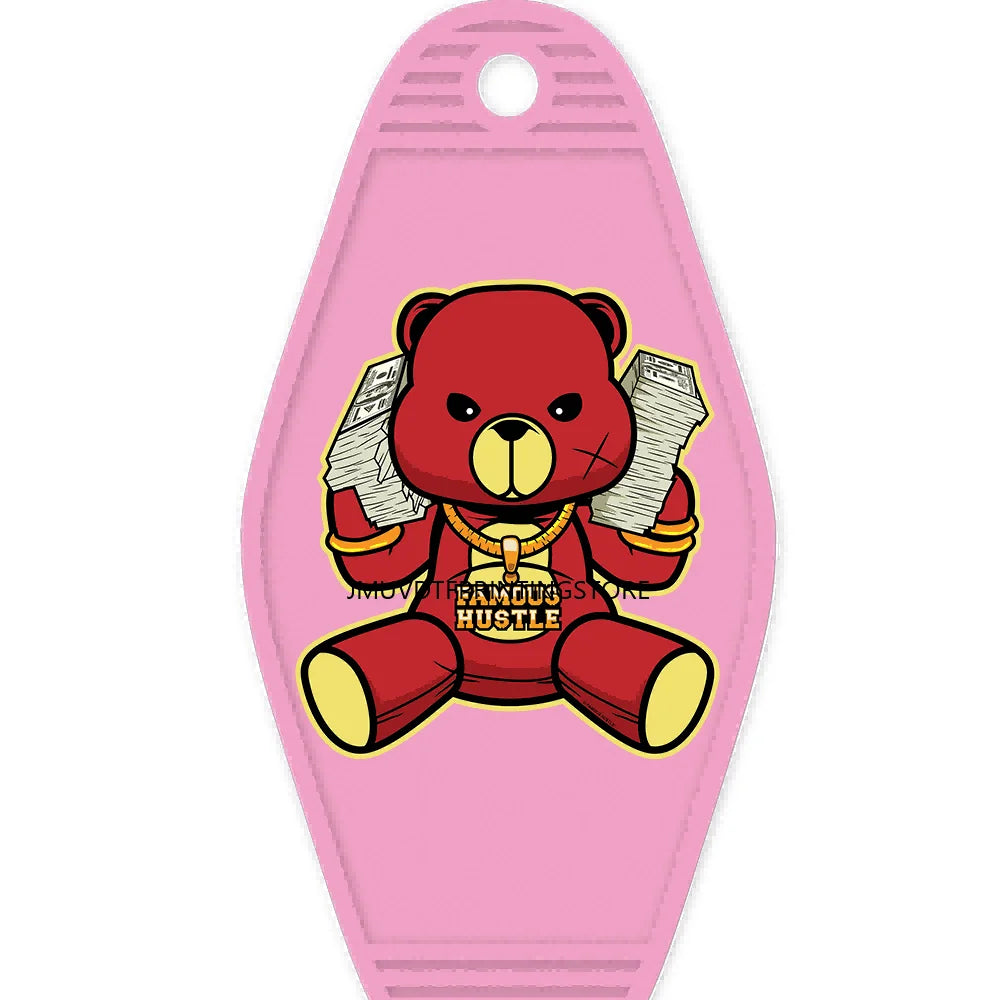 Self Made Bears High Quality WaterProof UV DTF Sticker For Motel Hotel Keychain Heartless Teddy Bear King Broken Heart