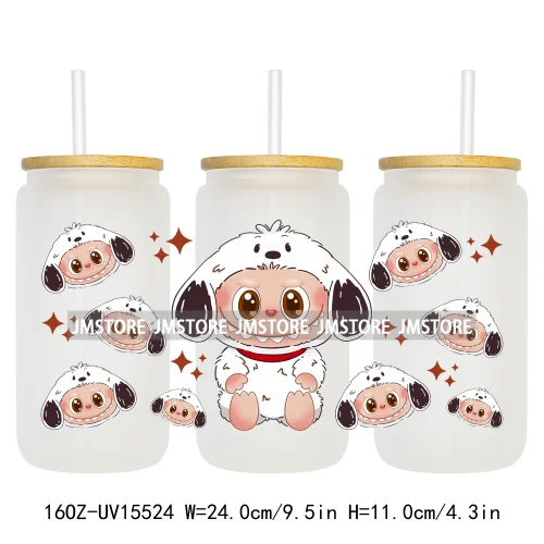 Coquette Bow Kids Cartoon Doll Characters UV DTF Cup Wraps Ready To Apply Waterproof Transfer Stickers For 16OZ Libbey Glass Can
