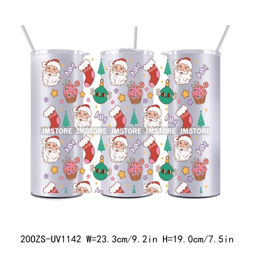 Christmas Gingerbread Reindeer 20OZ Tumbler Wraps Ready To Ship UV DTF Transfer Stickers Waterproof Prints For Skinny Tumbler