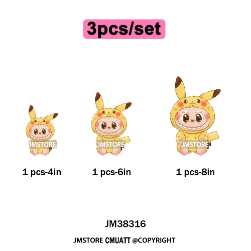 Cute Cartoon Toy Dolls Monster Costume Character Kids Printed Iron on DTF Washable Transfer Stickers Ready to Press for Clothing