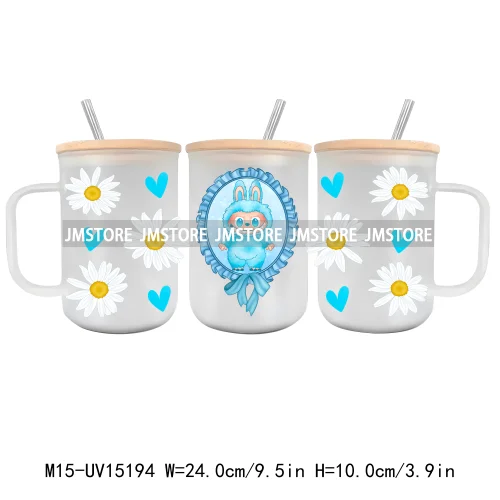 Cartoon Mirror Coquette 15OZ Glass Mug UV DTF Cup Wrap Ready To Apply Waterproof High Quality Custom Prints For Mugs Cup Tumbler