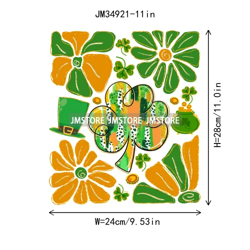 Feeling Lucky Vibes Coquette Shamrock Irish St Patrick's Day Iron On DTF Heat Transfers Stickers Ready To Press For T-shirts Bags