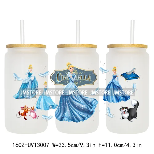 Best Friends Princess Movie Themed 16OZ UV DTF Cup Wraps Ready To Apply Waterproof Transfer Sticker For Libbey Glass Can Tumbler