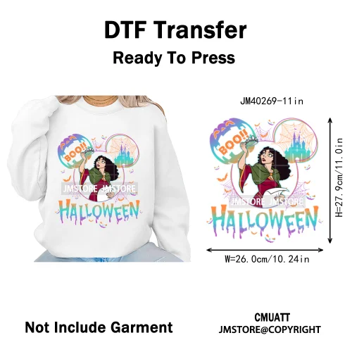 Waiting For Halloween Coquette Bad Girls Friends Wicty Logos Iron on DTF Washable Transfers Stickers Ready to Press for Clothing
