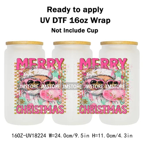 Holly Jolly Christmas Jesus Christian UV DTF Stickers Ready To Apply Cup Wrap Custom Labels DIY Craft For Libbey Glass Can Mugs