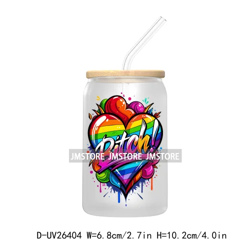 Pride Love Rainbow Heart UV DTF Transfer Stickers Decals For Libbey Cold Cups Mugs Durable Waterproof Custom Logo Label Best Gay