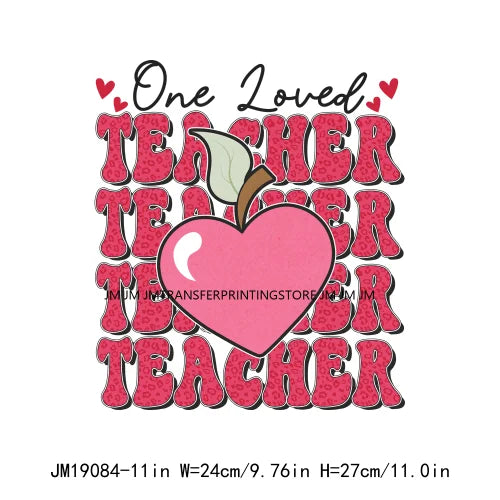 Retro Distressed Loved Teacher Mama Valentine Teaching Sweetheart DTF Heat Transfer Stickers Printing Ready To Press For Clothes