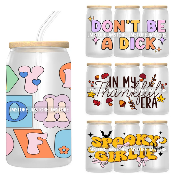 Spooky Girlie Halloween 16OZ UV DTF Cup Wrap Transfer Stickers Custom Durable Waterproof Labels For Libbey Glass Can Self Love