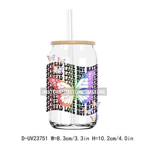 Retro Rainbow Butterfly Pride UV DTF Transfer Stickers Decals For Libbey Cold Cups Mug Tumbler Custom Waterproof Logo Proud Mama