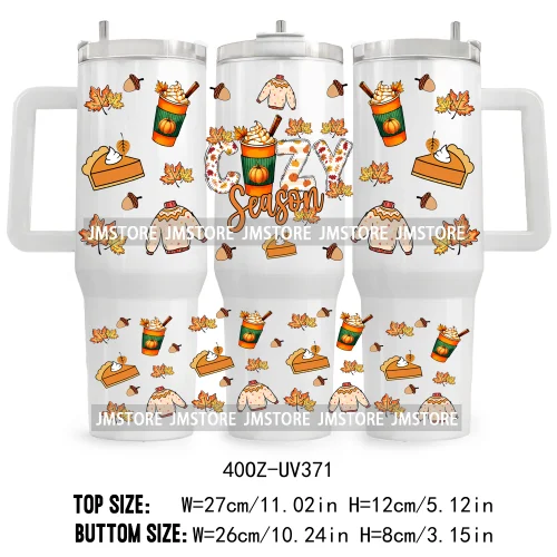 Leopard Pumpkin Coquette Bow UV DTF 40OZ Tumbler Wrap Ready To Apply Waterproof Custom Logo Fall Autumn Vibes Transfer Stickers