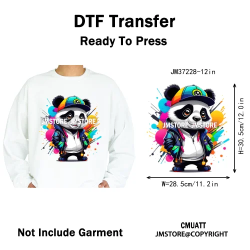 12in Cool Jungle King Beats Graffiti Hip Hop Animals Lover Iron on DTF Thermal Transfers Stickers Ready to Press for T-shirts