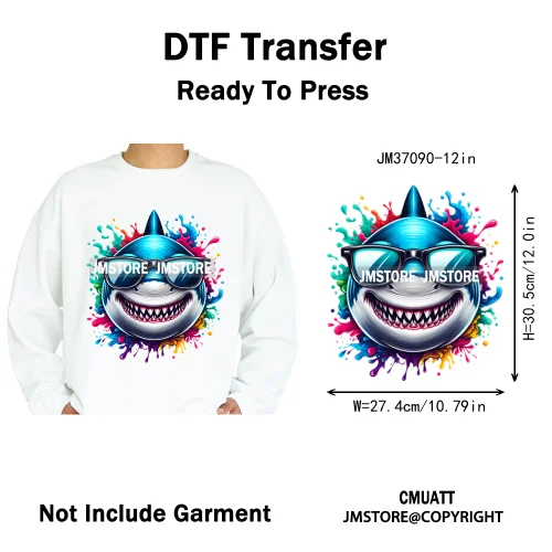 12in Urban Gangster Rich Money Lion Beats Shark Vibes Iron on DTF Thermal Transfers Stickers Ready to Press for T-shirts Bags