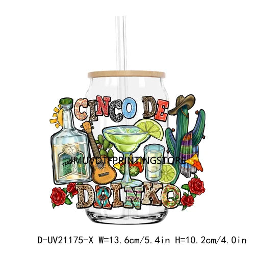 Mecican Cinco De Mayo Sombrero Hat UV DTF Transfers Stickers Decals For Libbey Cold Cups Mugs Tumbler Waterproof DIY Logo Latina