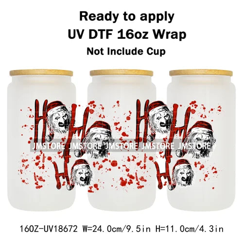 Christmas Movie Characters UV DTF Cup Wrap Ready To Apply Transfer Stickers Waterproof 16OZ Tumbler Wraps For Libbey Glass Can