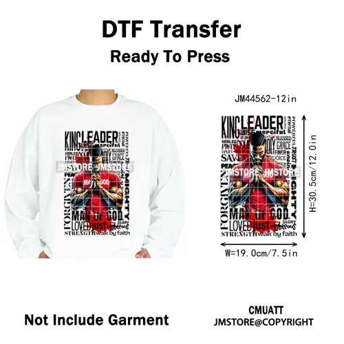 Bible Inspirational Quotes Black Prayer Men of God Religious Iron on Washable DTF Transfers Stickers Ready to Press for Textiles