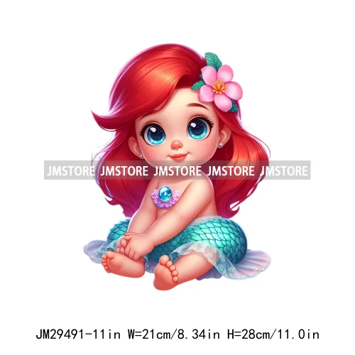 Cute Princess Cartoon Girls Baby Iron On DTF Transfers Stickers Printing Designs Ready To Press For Clothes Bags