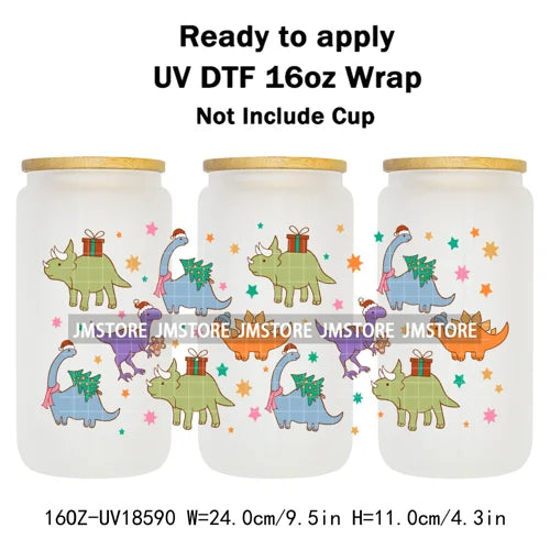 Ghost Santa Christmas Gingerbread Xmas UV DTF Stickers Ready To Apply Cup Wrap Custom Labels DIY Craft For Libbey Glass Can Mugs
