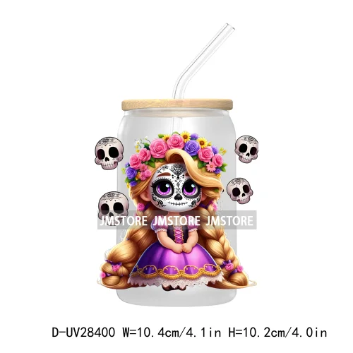 Mexican Little Princess UV DTF Transfer Stickers Decals For Libbey Cold Cups Mugs Tumbler Waterproof Craft Day of the Dead Girls