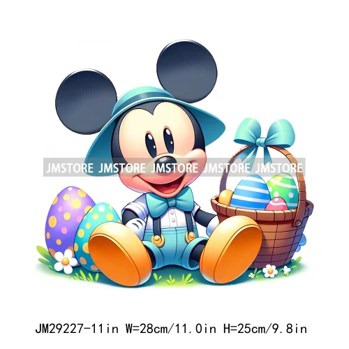 Cartoon Easter Mouse Egg Flowers Iron On DTF Transfers Stickers Ready To Press For Sweatshirt Bags