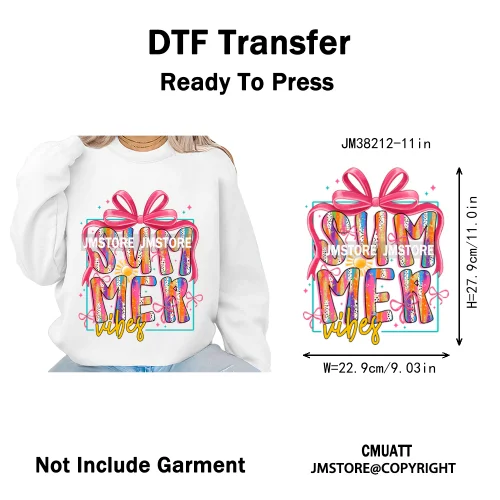 Spring Break Wildflower Seashell Turtle Coquette Sun Summer Vacation Iron on DTF Transfers Stickers Ready to Press for Clothes