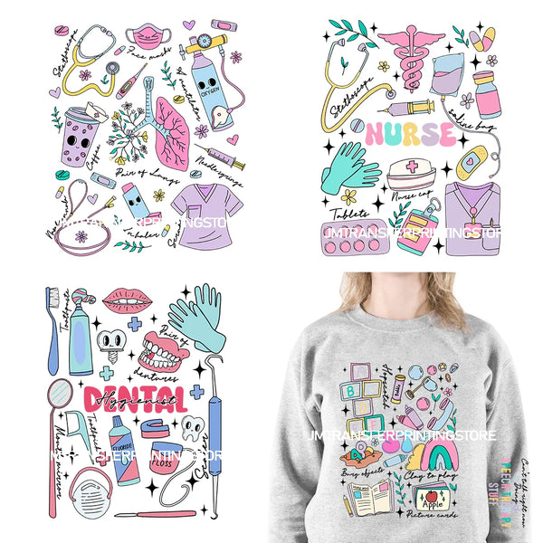 Front And Sleeve Designs OT Dental Nurse Occupation Can't Talk Right Now Teacher Stuff Transfer Printing Stickers For Sweatshirt