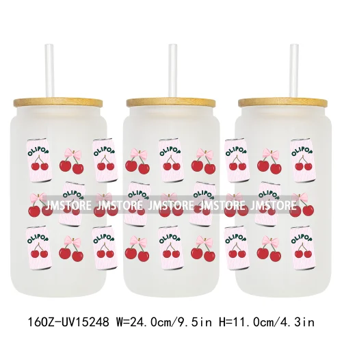Coquette Soda Can Fruit Drink 16OZ UV DTF Cup Wraps Ready To Apply Waterproof Transfer Stickers For Libbey Glass Can Tumblers