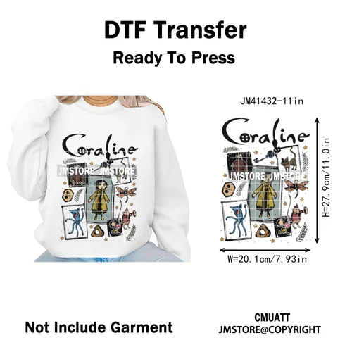 Funny Cartoon Movie Character Halloween Pumpkin Coquette Iron on DTF Washable Heat Transfer Stickers Ready to Press for Clothes