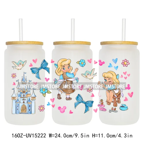 Princess Cartoon Magical Mirror Bow UV DTF Stickers Ready to Transfer Cup Wrap Custom Labels For Libbey Can Glass Tumblers Mugs