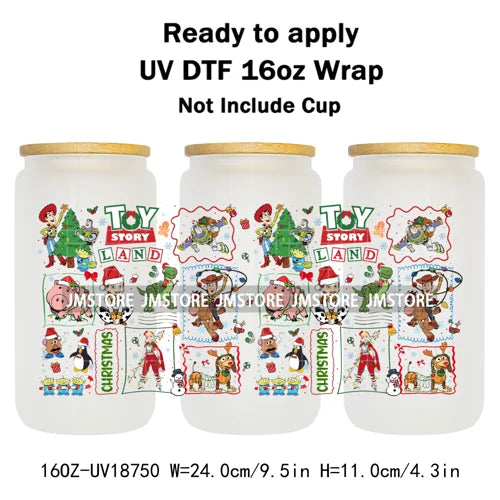 Christmas Crew Cartoon Characters Gingerbread UV DTF Stickers Ready To Apply Cup Wrap Custom Logo DIY Craft For Libbey Can Glass