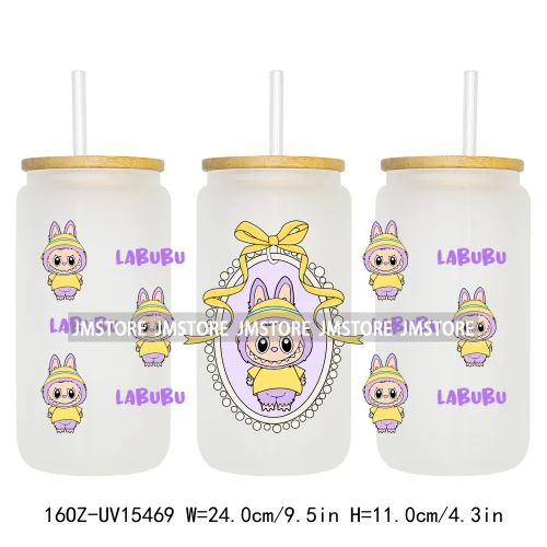 Cute Mama Doll Cartoon Mirror Bow 16OZ UV DTF Cup Wraps Ready To Apply Waterproof Transfer Stickers For Libbey Glass Can Tumbler