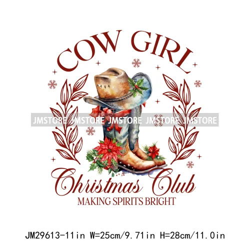 Merry And Bright Howdy Christmas Floral Santa Coquette Bow Tree Book Love Iron On DTF Heat Press Transfer Stickers For Clothes