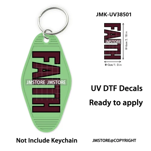 Christian Bible Jesus Faith Letters UV DTF Motel Keychain Decals Ready To Ship Custom Transfer Stickers Print For Hotel Keychain