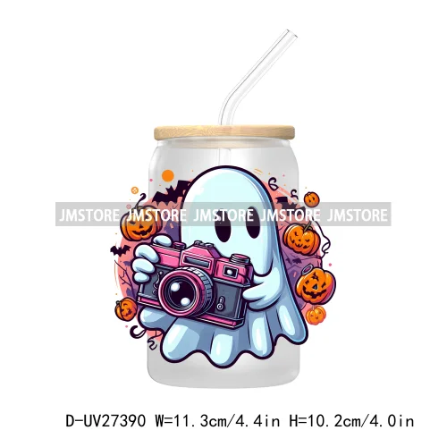 Funny Witch Ghosts Halloween Bat UV DTF Transfer Stickers Decals For Libbey Cold Cups Mugs Tumbler Waterproof Craft Spooky Vibes