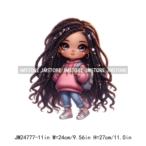 Washable Fashion Dreadlocks Cozy Casual School Chibi Girls Designs Iron On Heat Press DTF Transfer Stickers For Clothing Bags