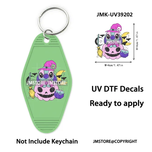 Horror Pumpkin Halloween Cartoon UV DTF Motel Keychain Decal Ready To Ship Durable Transfer Stickers Prints For Hotel Keychain