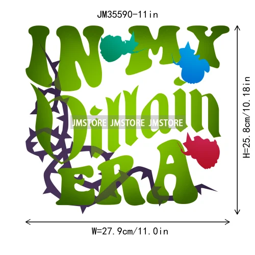 Colorful In My Era Wicked Cartoon Princess Evil Queen Washable Iron on DTF Transfers Stickers Diy Ready to Press for Sweatshirts