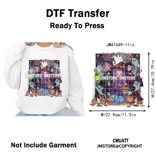Stay Spooky Ghost Halloween Cartoon Hunters Kpop Band Group Iron on DTF Washable Transfers Stickers Ready to Press for Clothing
