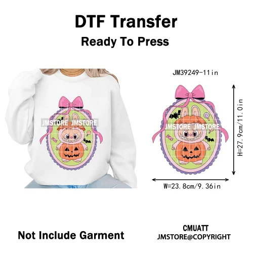 Trendy Cute Cartoon Doll Coquette Mirror Horror Halloween Iron on DTF Washable Transfers Stickers Ready to Press for Clothing