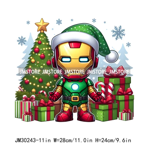 Christmas Cartoon Animal Characters Snow Holiday Santa Tree Gifts Iron On DTF Transfers Stickers Ready To Press For Sweatshirts