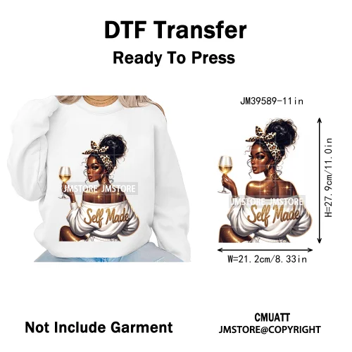 Fashion Afro Girls Pray Christian Black Boss Lady Printing Iron on DTF Washable Transfers Stickers Ready to Press for Clothes
