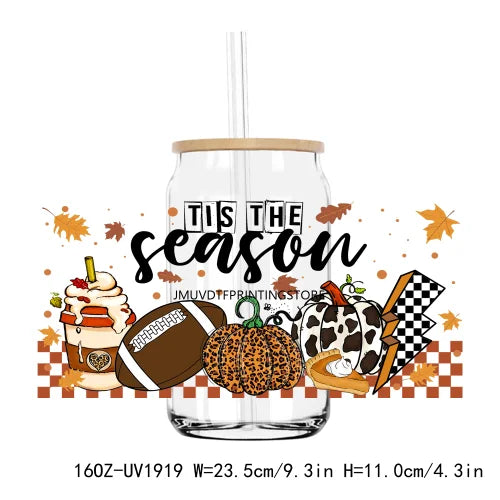 Thanksgiving Fall Thick And Juicy 16OZ UV DTF Cup Wrap Transfers Stickers Custom Labels DIY Waterproof Logo For Libbey Glass Can