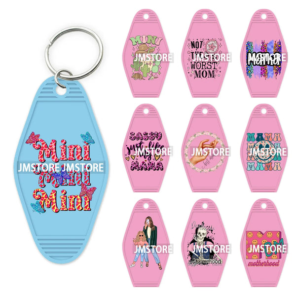 Trendy Mama Mini Motherhood High Quality WaterProof UV DTF Sticker For Motel Hotel Keychain Sassy Just Like My Mama Printing