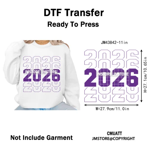 High School Senior 2026 Graduation Club Coquette Gifts Iron on Washable DTF Heat Transfers Stickers Ready to Press for Clothes