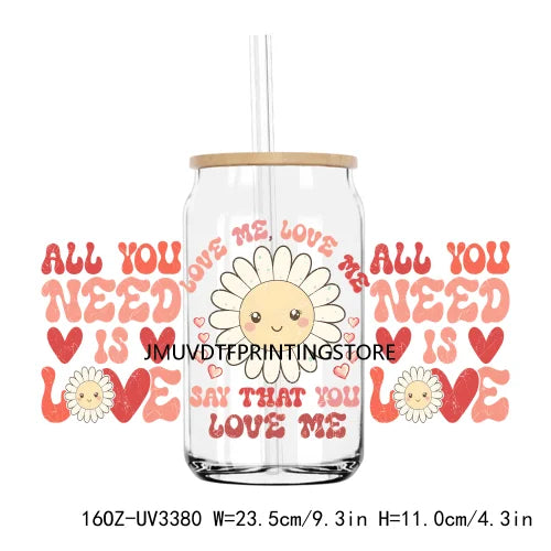 XOXO Valentines Coffee Cup 16OZ UV DTF Cup Wrap Transfers Stickers Custom Label DIY Waterproof Logo For Libbey Glass Can Hearts