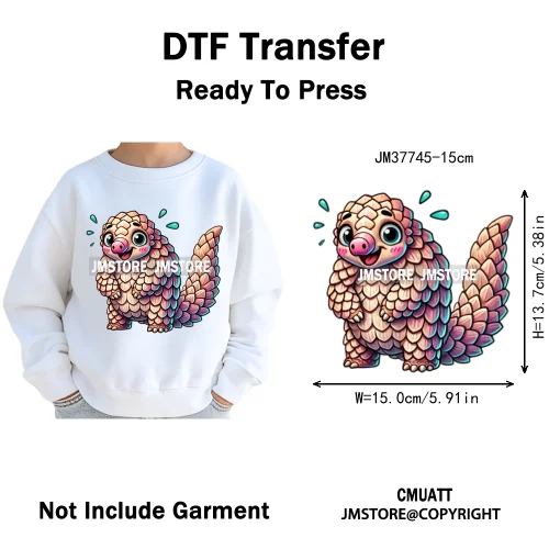 15cm 5.9in Kids Quirky Safari Cartoon Animal Iron On Transfers Stickers For Clothing DTF Printed Appliques Washable T-Shirts