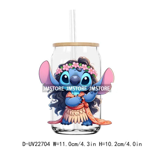 High Quality Costume Cartoon Blue Cat UV DTF Transfers Stickers Decals For Libbey Cold Cups Mugs Tumbler Waterproof DIY Craft