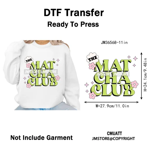 Coffee Mom Club Girlie Drink Reading Motivational Positive Quotes Iron on DTF Heat Transfers Stickers Ready to Press for Clothes