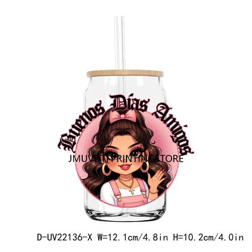 Chibi Mexican Latina Nurse Healthcare UV DTF Transfers Stickers Decals For Libbey Cold Cups Mugs Tumbler Waterproof DIY Craft