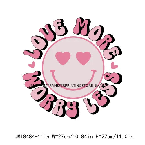 Iron On Love More Cupid Vibes Transfer Decals Self Love Club Pink XOXO Valentine's Day DTF Heat Press Stickers For Clothing Bags