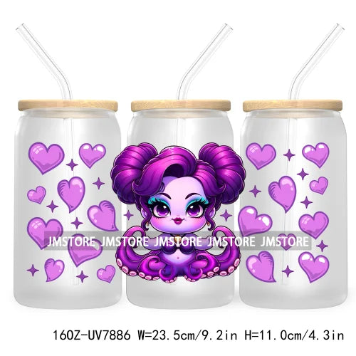 Cute Baby Princess Queen 16OZ UV Cup Wrap DTF Transfer Stickers For Libbey Glass Can Cups Tumbler Waterproof Labels Best Friends